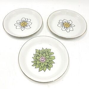 Set of 3 Vintage 🧡 MCM Flower Power Saucers 3.5” Mini Cocktail Dish Plant Lady